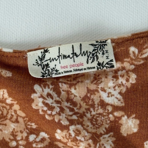 NWOT Intimately Free People Floral‎ Long Sleeve Bodysuit Sz M Rust Brown Stretch - Picture 12 of 13